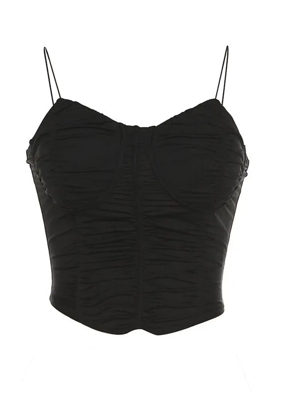 Summer Spicy Girl Black Strapless Small Suspender Backless Short Top