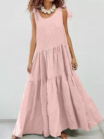 Linen Cotton Large Swing Sleeveless Loose Maxi Dress