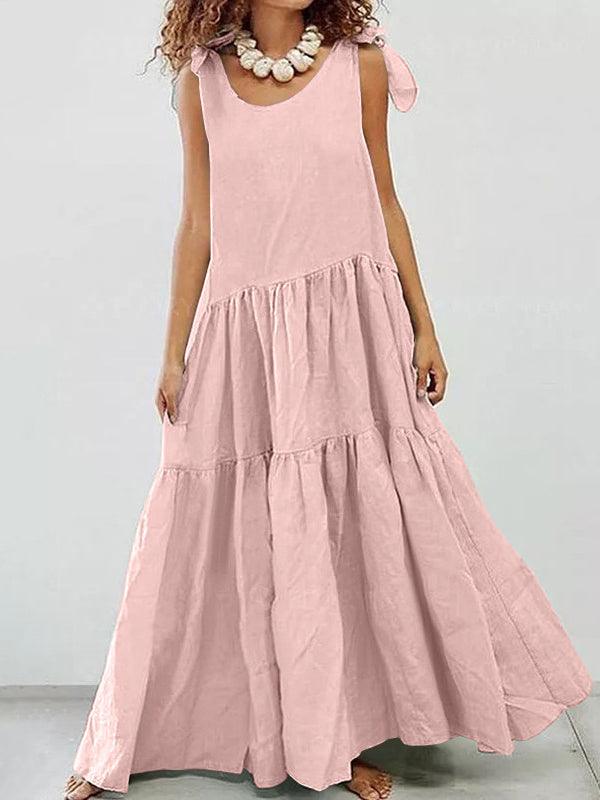 Linen Cotton Large Swing Sleeveless Loose Maxi Dress
