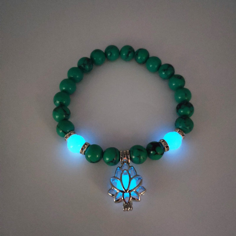 Luminous Lotus Energy Bracelet - Glow-in-the-dark Natural Stone Healing
