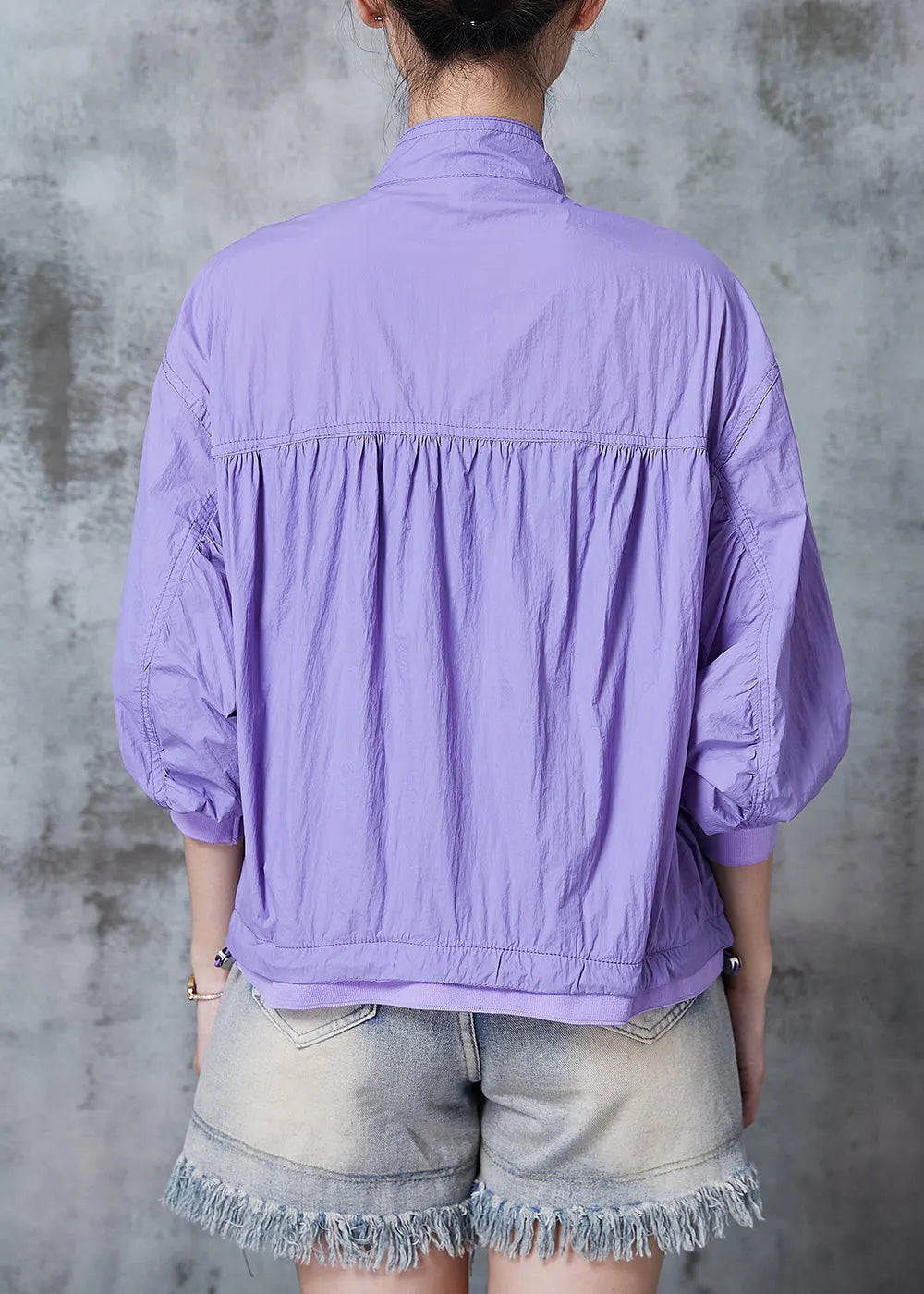 Classy Purple Zip Up Spandex Upf 50+ Jackets Summer