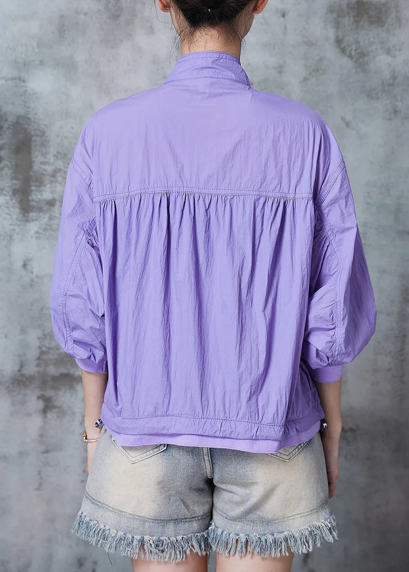 Classy Purple Zip Up Spandex Upf 50+ Jackets Summer