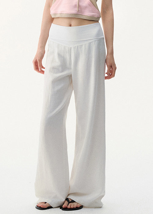 White High Waist Linen Pants Summer