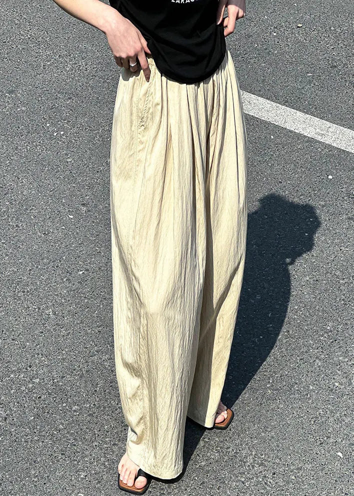 Apricot Thin Cotton Summer Pants Elastic Waist