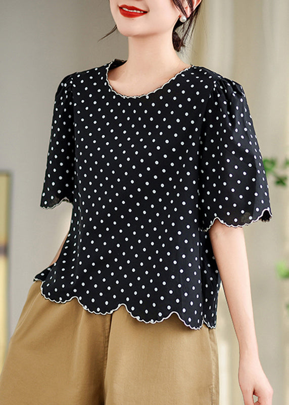 Black O-neck Print Shirts Summer