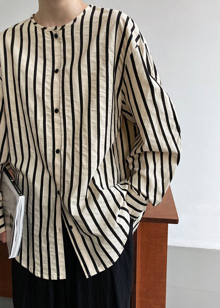 Apricot Striped Button Shirts Long Sleeve