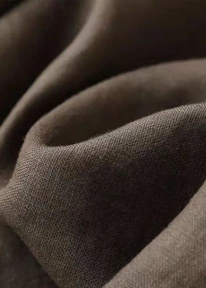 Chocolate Linen Wide Leg Pants Draping Elastic Waist Summer