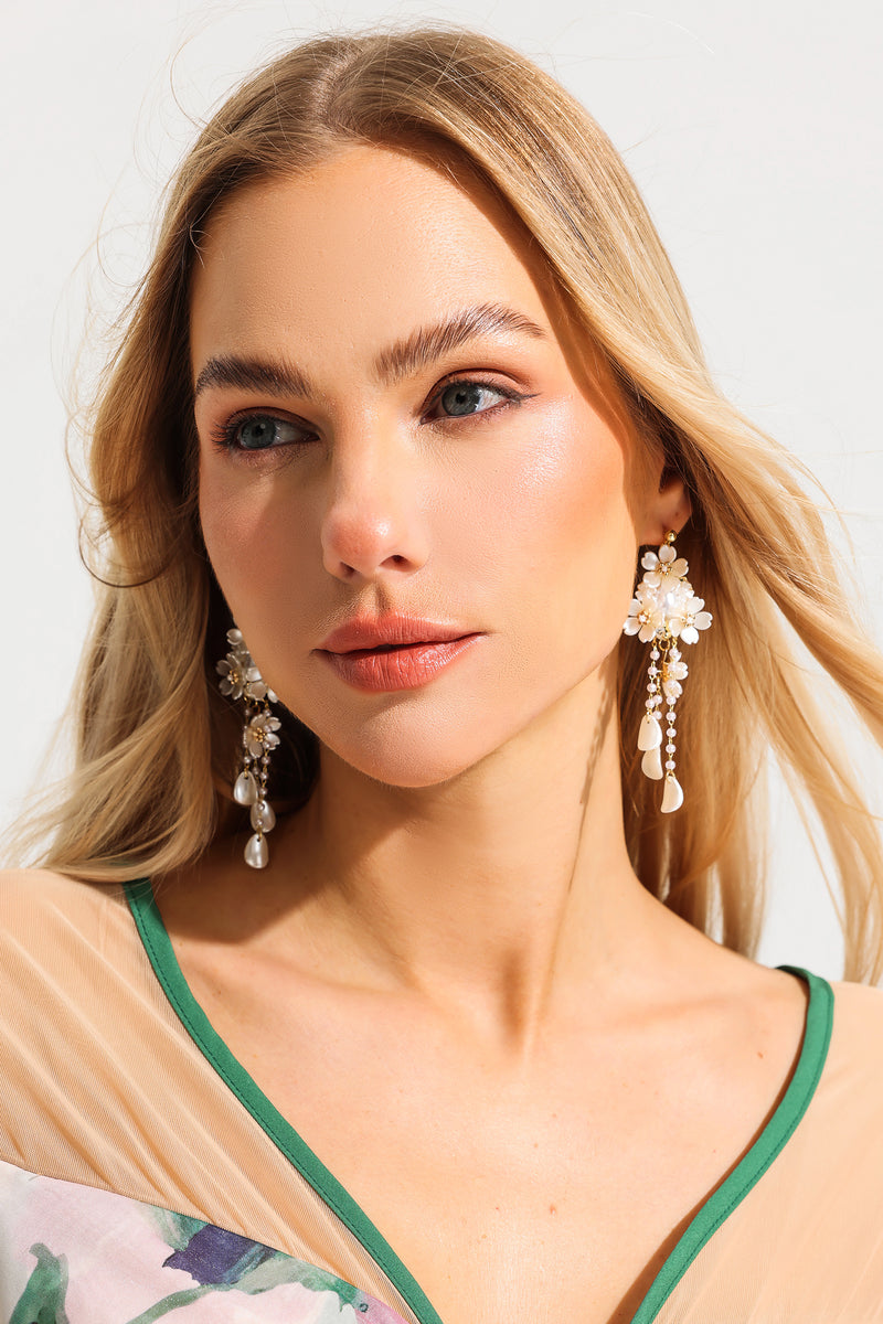 Faux Pearl Tassel Drop Earrings