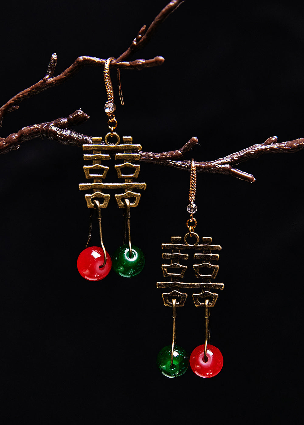 Handmade Xi Wedding Copper Tassels Drop Earrings