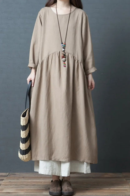 Loose Linen Maxi Dresses Fall Outfits