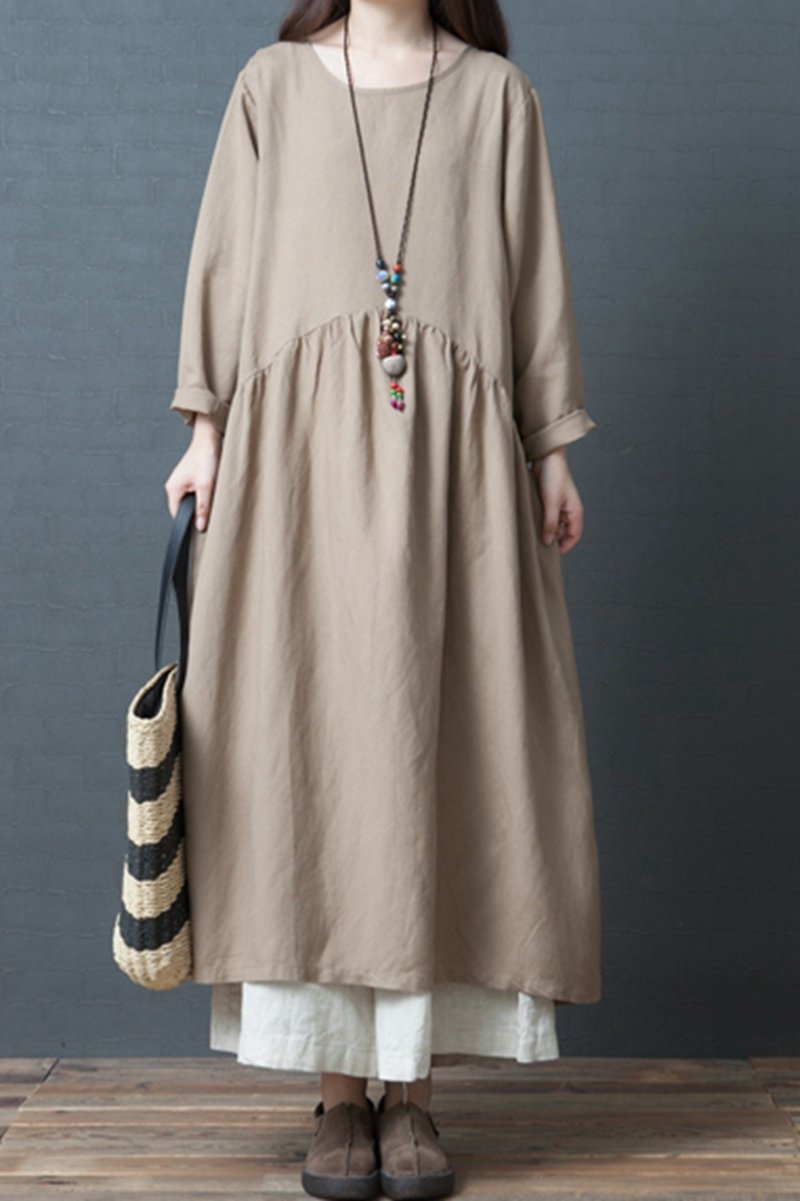 Loose Linen Maxi Dresses Fall Outfits