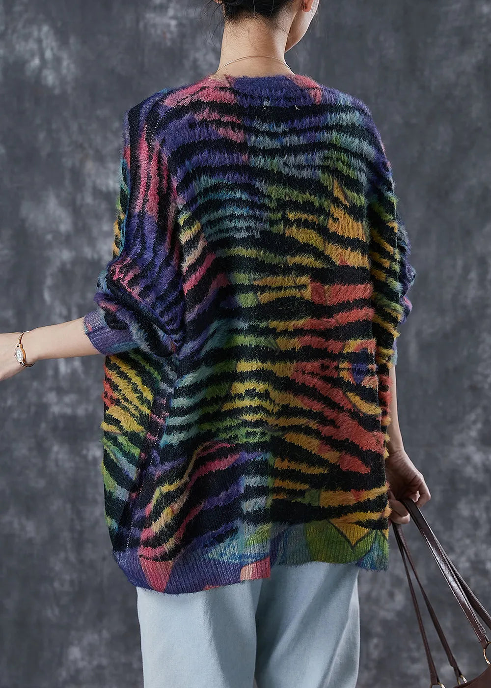 Rainbow Oversized Striped Knit Cardigan Winter