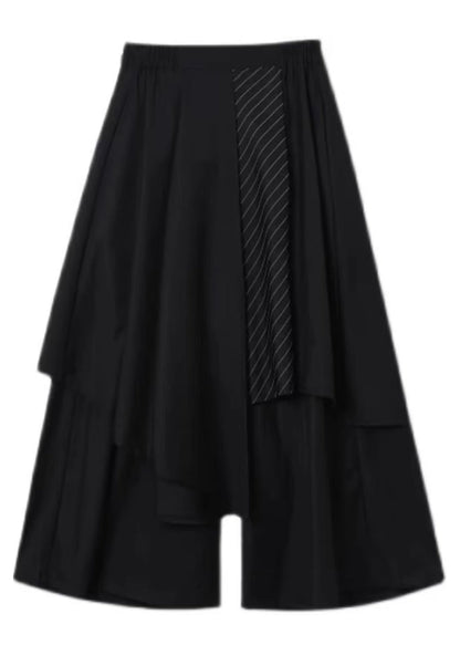Loose Black Asymmetrical High Waist Wide Leg Pants Summer