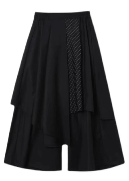 Loose Black Asymmetrical High Waist Wide Leg Pants Summer