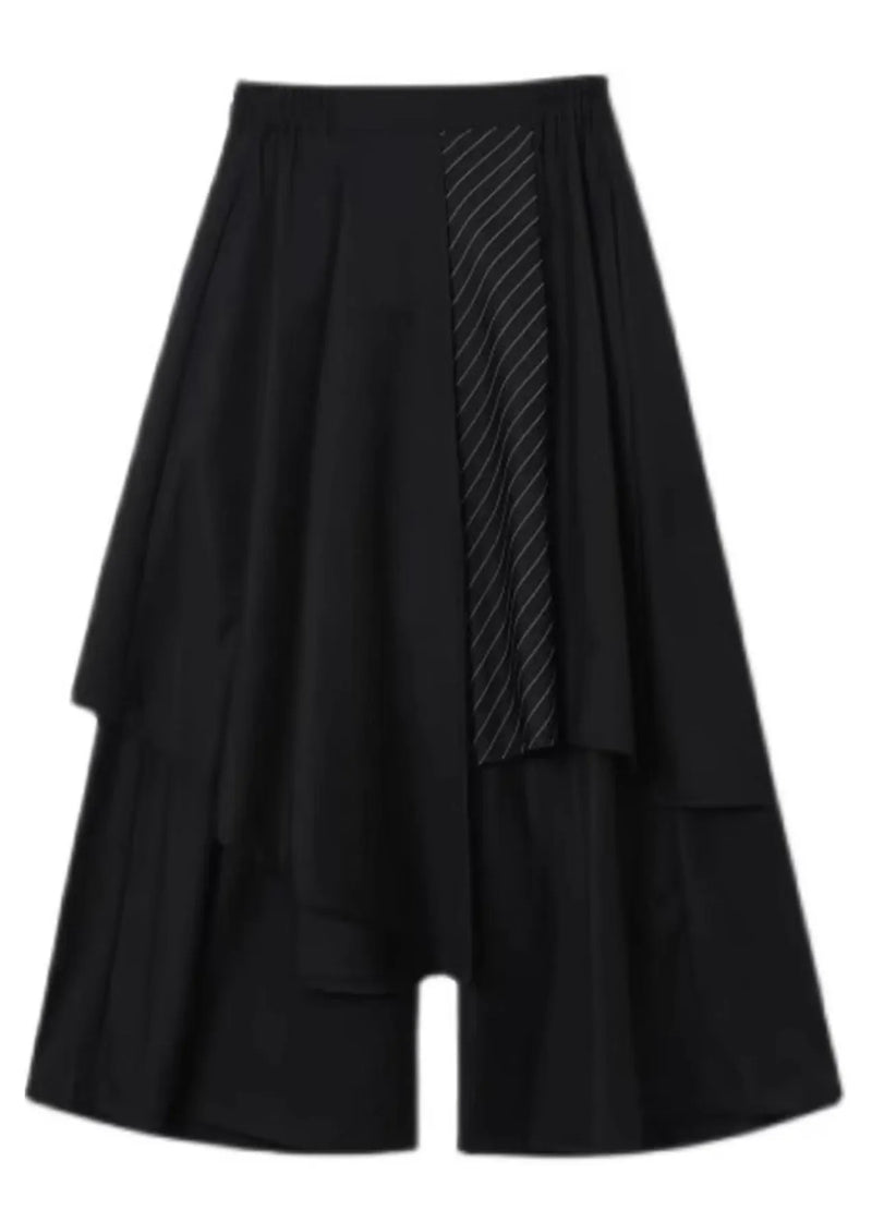 Loose Black Asymmetrical High Waist Wide Leg Pants Summer