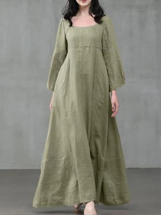 Summer Vacation Dress Spring Outfit Retro Dress With Large Pendulum Linen
