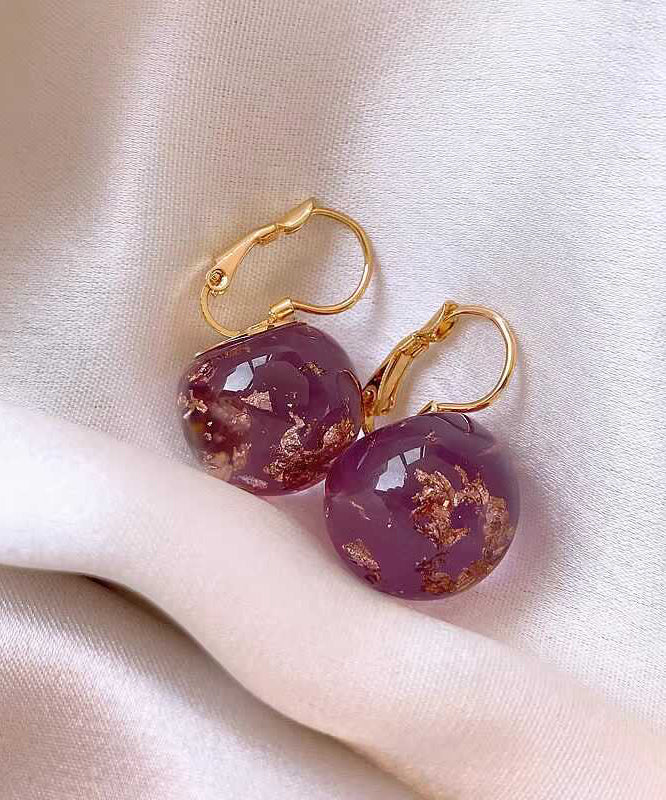 Diy Purple Sterling Silver Overgild Gem Stonel Hoop Earrings