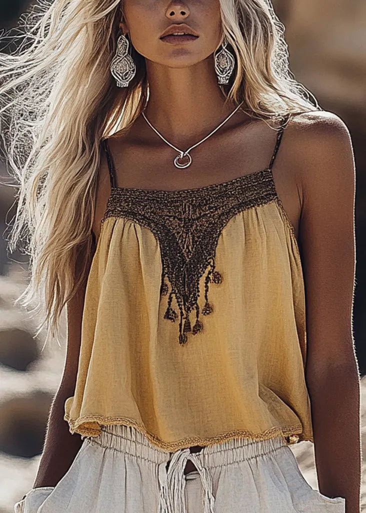 New Yellow Spaghetti Strap Tank Top Summer