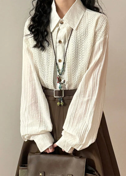 Loose Green Peter Pan Collar False Two Pieces Knit Patchwork Shirt Spring