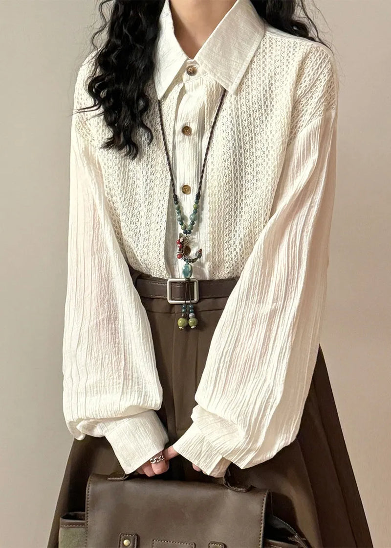 Loose Green Peter Pan Collar False Two Pieces Knit Patchwork Shirt Spring