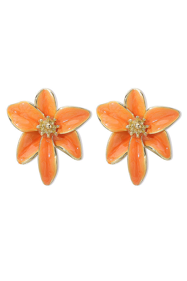 Colorful Enamel Flower Stud Earrings