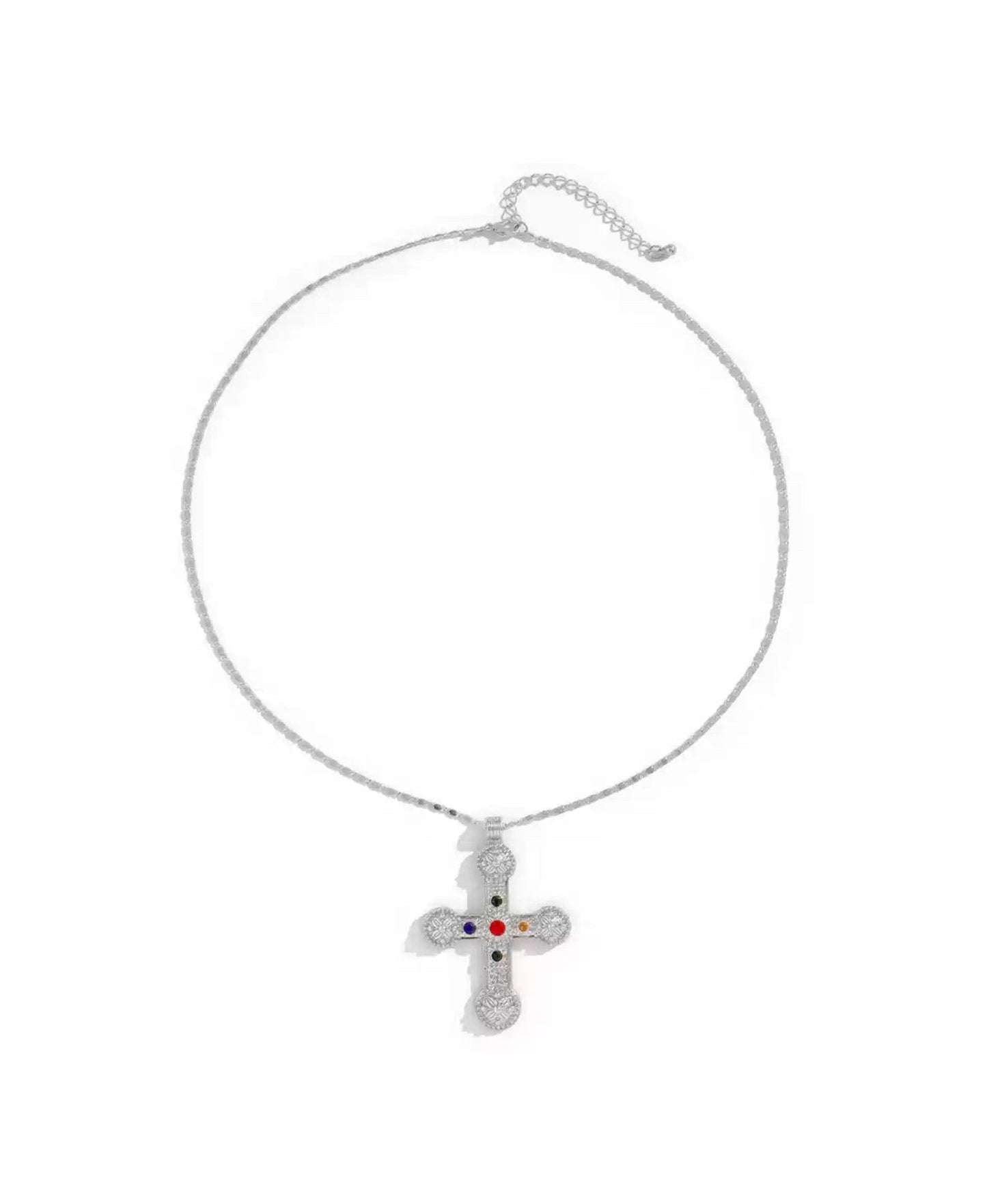 Kathryn Multicolor Cross Necklace