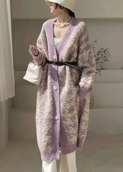 Purple Cozy Knit Cardigan Spring