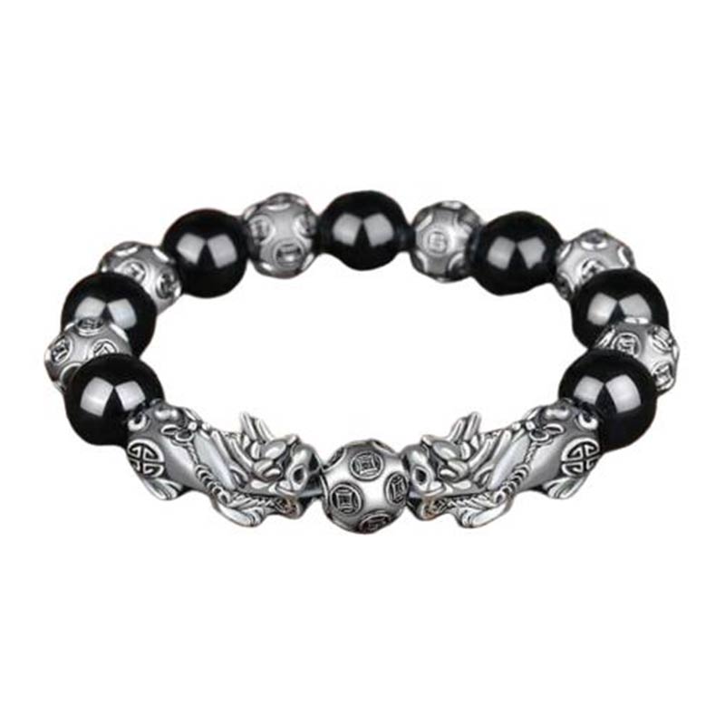 Buddha Stones Tibetan Fengshui Pixiu Obsidian Bracelet