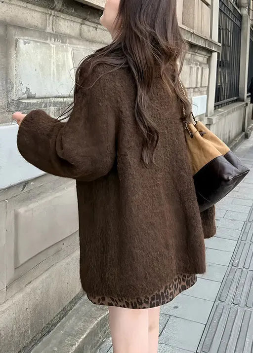 Simple Green V Neck Knit Cardigans Fall