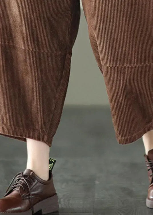 Organic Chocolate High Waist Wide Leg Fall Pants Corduroy