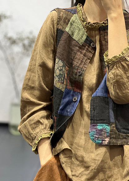Autumn New Style Irregular Splicing Printed Vest
