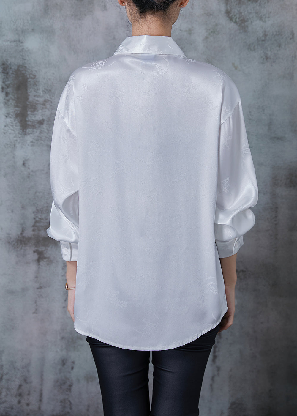 White Draping Silk Shirts Tasseled Chinese Button Spring
