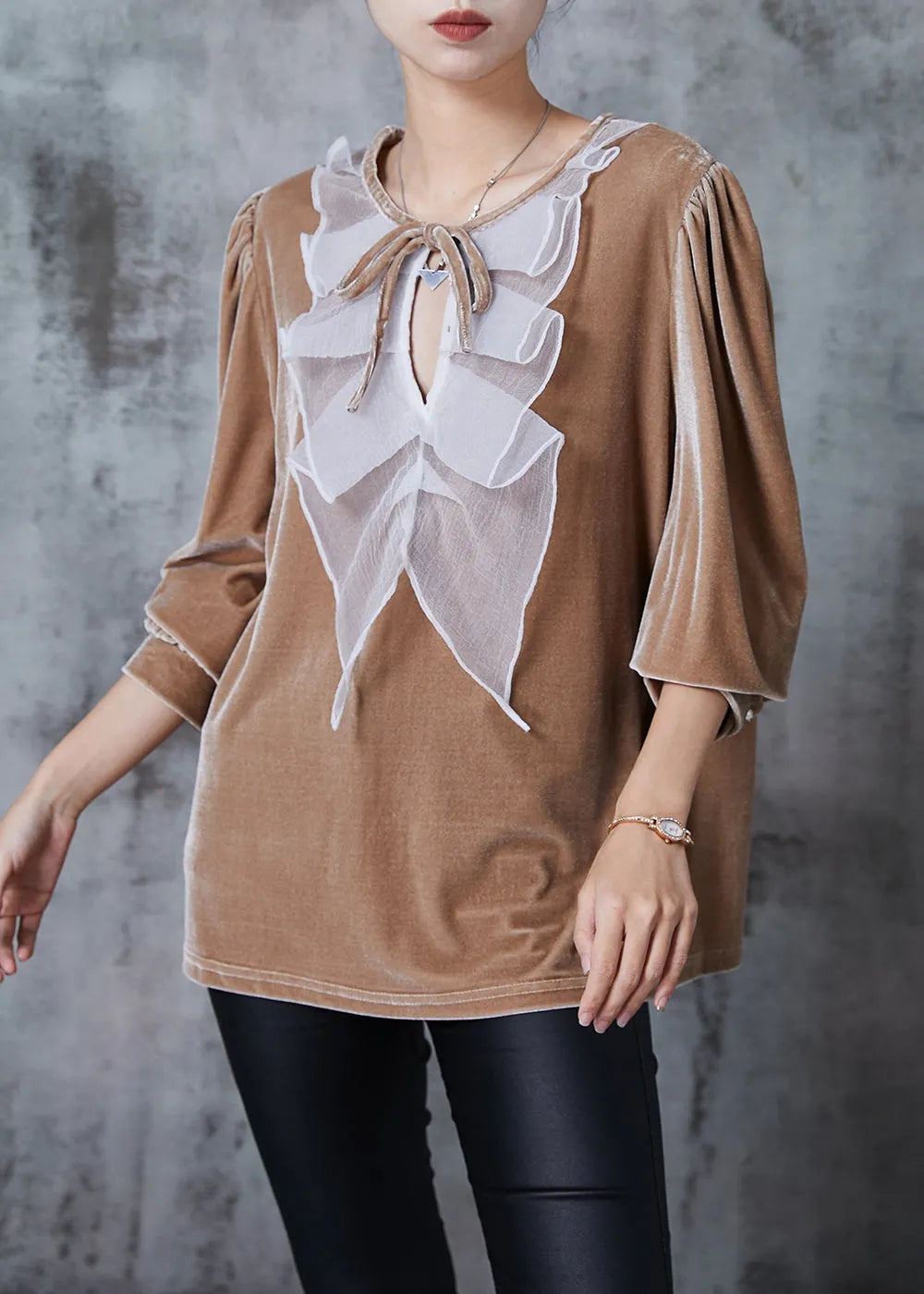 Nude Oversized Patchwork Silk Velour Shirts Fall
