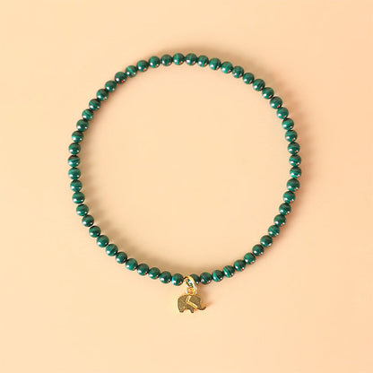 Buddha Stones Natural Malachite Elephant Anti-anxiety Charm Bracelet