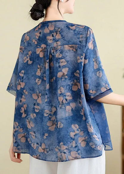Blue Embroidered T Shirts Summer