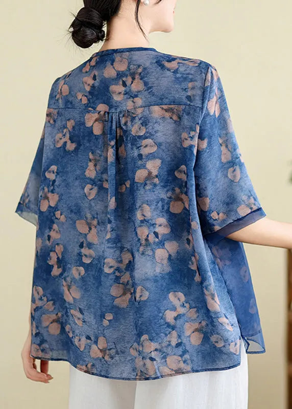 Blue Embroidered T Shirts Summer