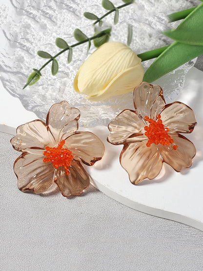 Flower Shape Slightly Sheer Earrings Accessories