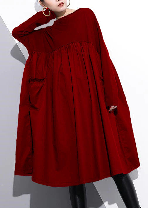 Purple Shift Dress Cotton Clothing Dress