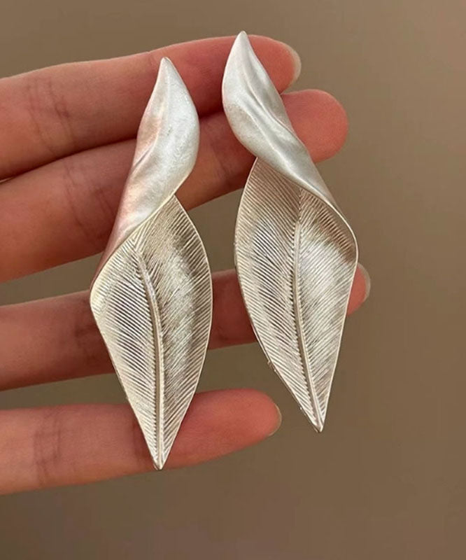 Silk Copper Alloy Leaf Drop Earrings