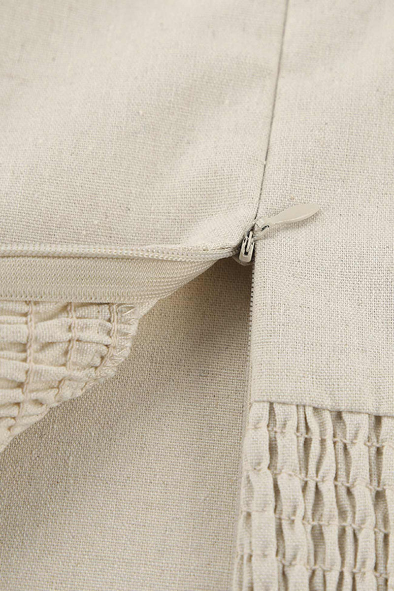 Cotton Linen Smocked Strapless Dress