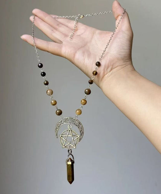 Metal Star Moon Universe Lariat Necklace