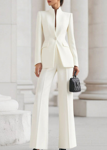 Navy Button Suit Coat and Pants Two Piece Set Fall