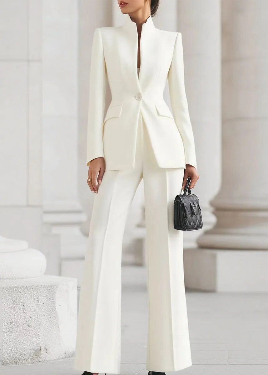 Navy Button Suit Coat and Pants Two Piece Set Fall