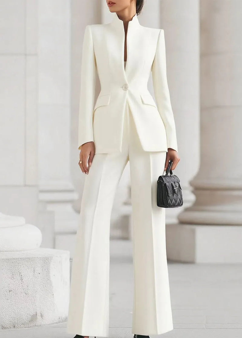 Navy Button Suit Coat and Pants Two Piece Set Fall