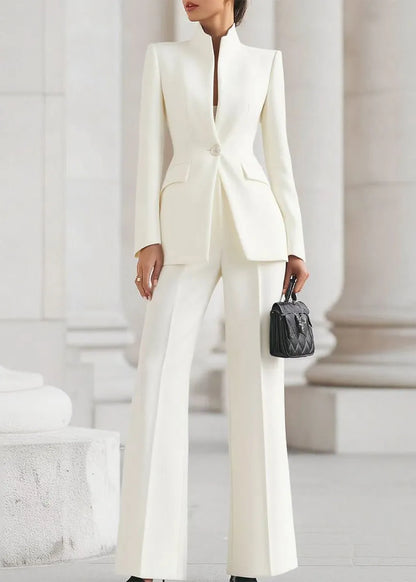 Navy Button Suit Coat and Pants Two Piece Set Fall