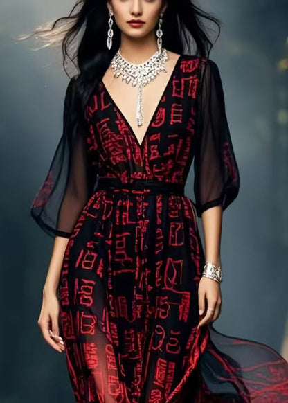 Black Tie Dye Chiffon Vacation Dresses Summer