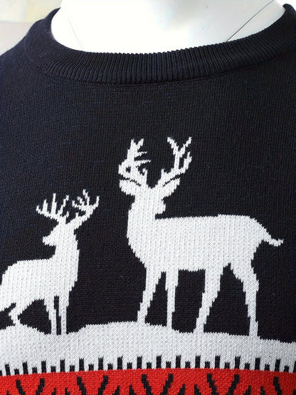 Christmas Cardigan with Reindeer Motif Cotton Festive