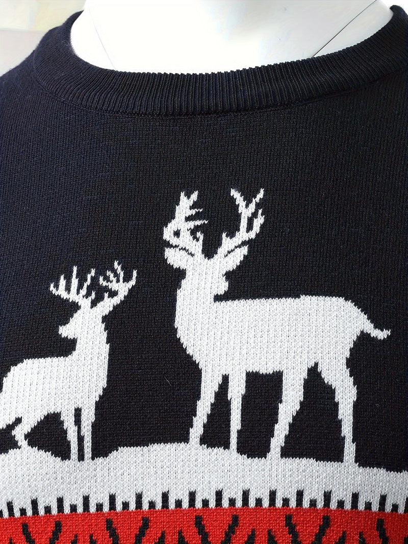 Christmas Cardigan with Reindeer Motif Cotton Festive