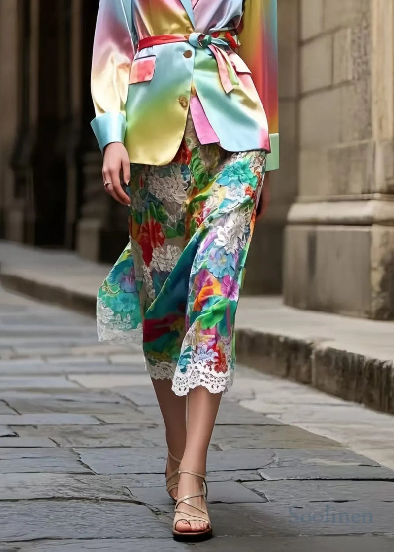 Rainbow Jacquard Lace Holiday Skirts Summer