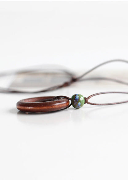Brown Cicle Gem Stone Little Circle Pendant Necklace
